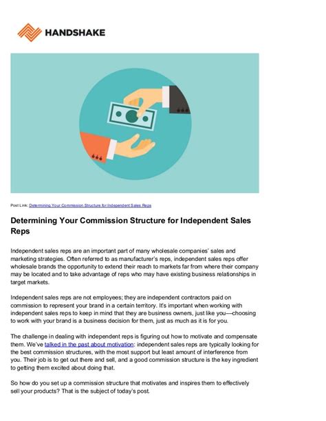 commission structure for independent sales reps